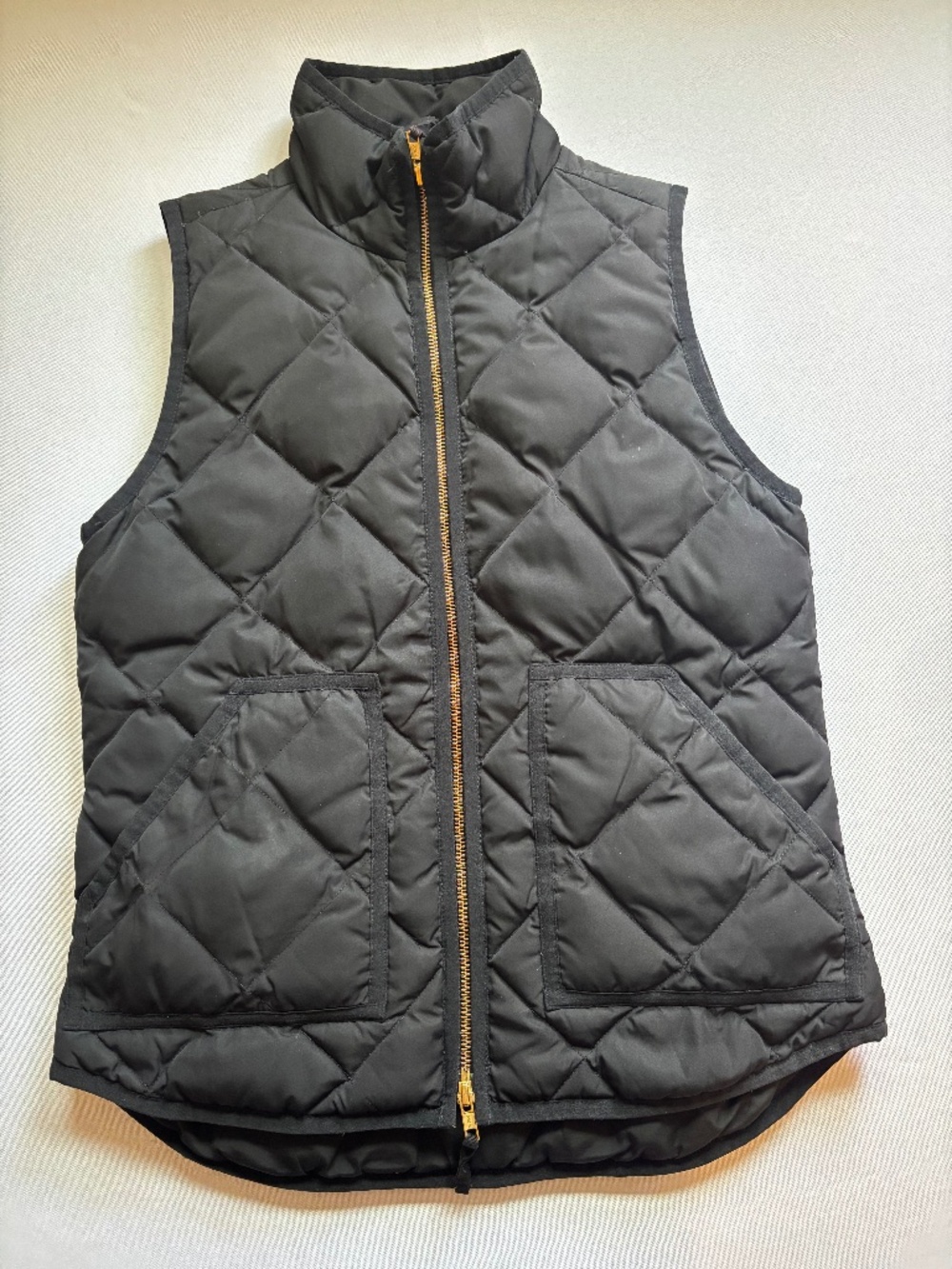 Classic Quilted Puffer Vest Black Full Zip Pockets XS J.Crew